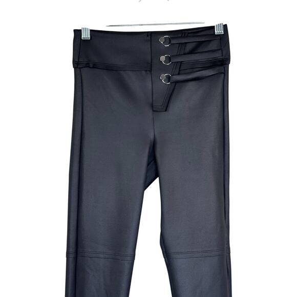 Koral Black High‎ Rise Scuba Leggings Small Ring Strap Detail Athleisure Pants - Picture 2 of 14